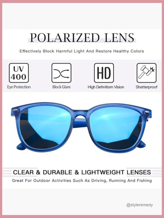 Polarized Mirrored Sunglasses with UV400 Protection, Oversized Square Frame main image 4
